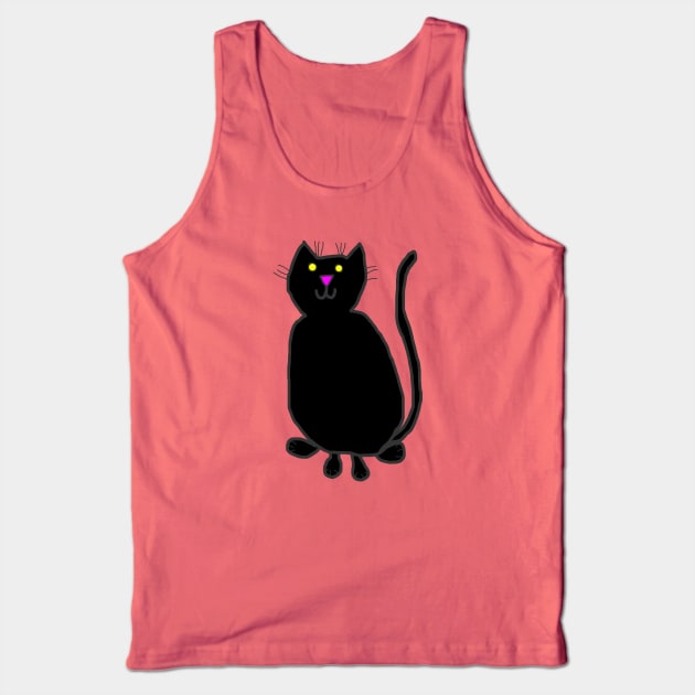 Black Cat with Whiskers Tank Top by ellenhenryart